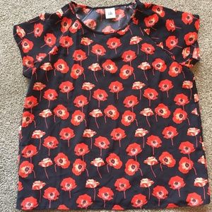 CABI Flanders poppy split blouse